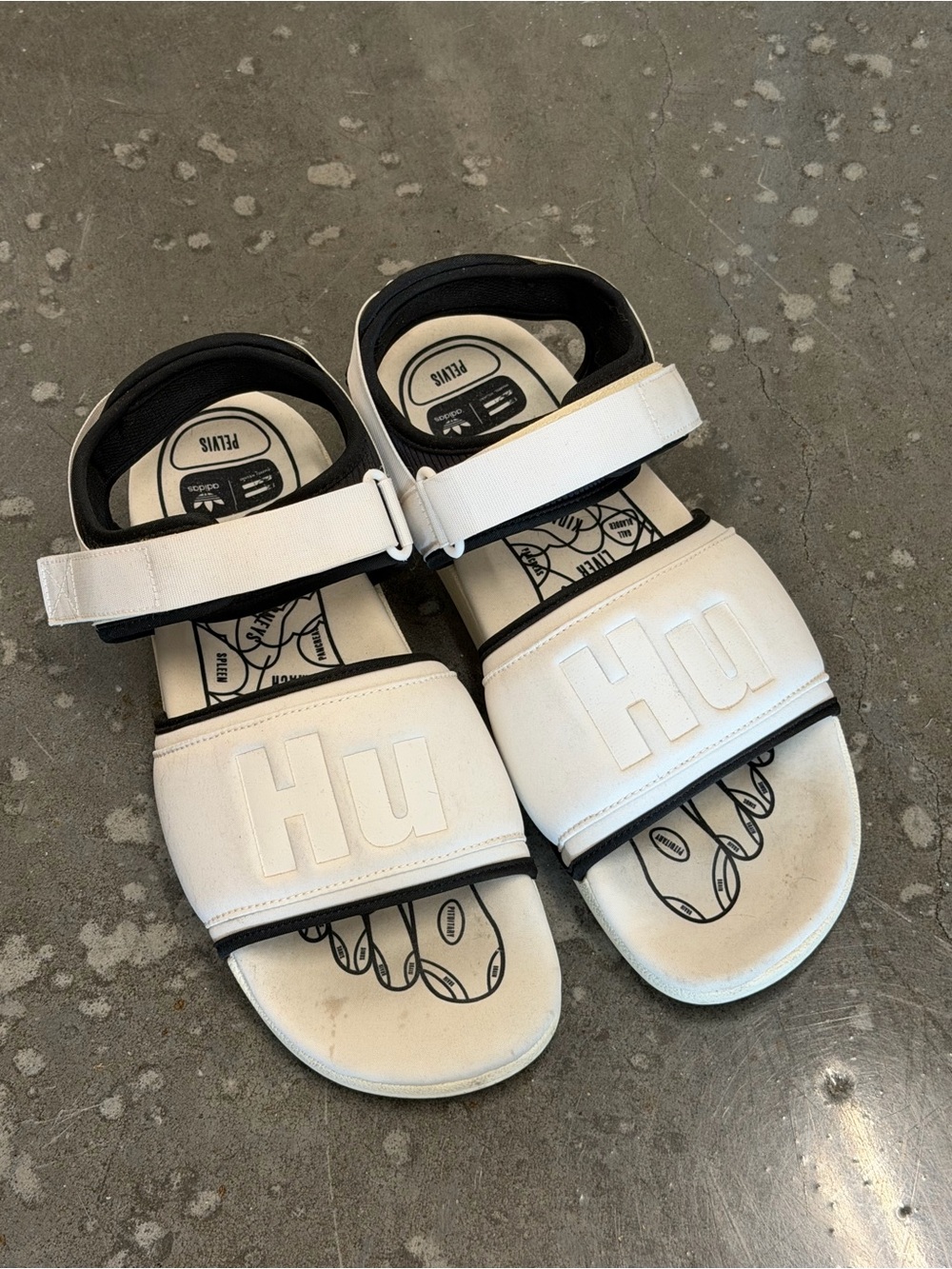 adidas Adilette 2.0 Cream and Black Strap Sandals- Pharrell Williams Human